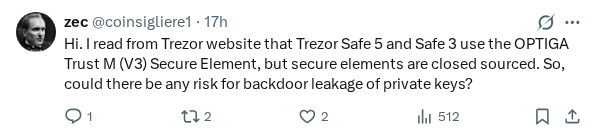 Captured screenshot of the reply by @coinsigliere1