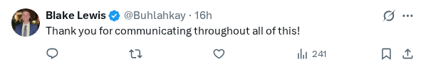 Captured screenshot of the reply by @Buhlahkay