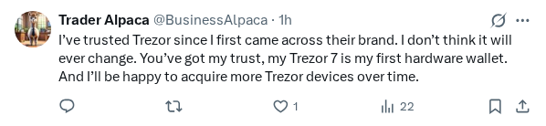 Captured screenshot of the reply by @BusinessAlpaca