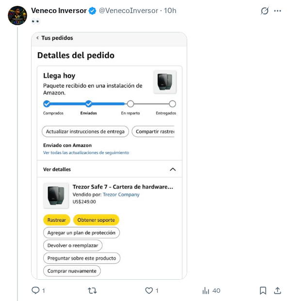 Captured screenshot of the reply by @VenecoInversor