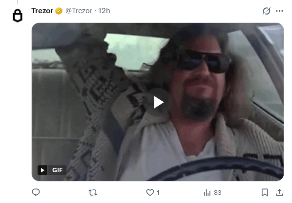 Captured screenshot of the reply by @Trezor