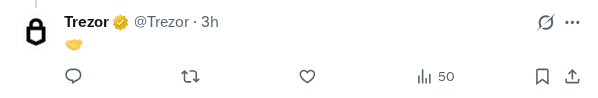 Captured screenshot of the reply by @Trezor