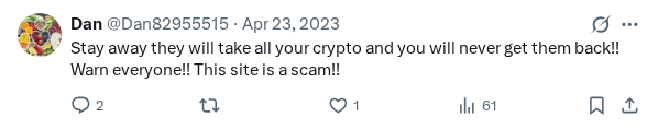Captured screenshot of the reply by @Dan82955515