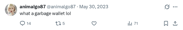 Captured screenshot of the reply by @animalgo87